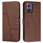 For Motorola Moto G54 Stitching Calf Texture Buckle Leather Phone Case(Brown)