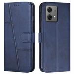 For Motorola Moto G84 Stitching Calf Texture Buckle Leather Phone Case(Blue)