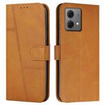 For Motorola Moto G84 Stitching Calf Texture Buckle Leather Phone Case(Yellow)