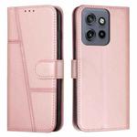 For Motorola Edge 50 Neo Stitching Calf Texture Buckle Leather Phone Case(Rose Gold)