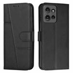 For Motorola Edge 50 Stitching Calf Texture Buckle Leather Phone Case(Black)