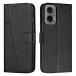 For Motorola Moto G35 Stitching Calf Texture Buckle Leather Phone Case(Black)