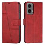 For Motorola Moto G35 Stitching Calf Texture Buckle Leather Phone Case(Red)