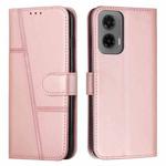 For Motorola Moto G35 Stitching Calf Texture Buckle Leather Phone Case(Rose Gold)