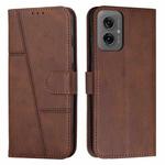 For Motorola Moto G55 Stitching Calf Texture Buckle Leather Phone Case(Brown)