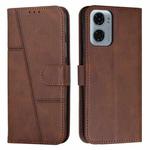 For Motorola Moto G05 Stitching Calf Texture Buckle Leather Phone Case(Brown)