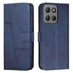 For Motorola Moto G15 Stitching Calf Texture Buckle Leather Phone Case(Blue)