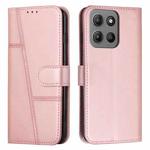 For Motorola Moto G15 Stitching Calf Texture Buckle Leather Phone Case(Rose Gold)