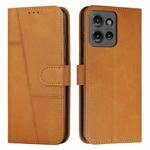 For Motorola Moto G 5G 2025 Stitching Calf Texture Buckle Leather Phone Case(Yellow)