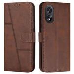 For OPPO A38 / A18 Stitching Calf Texture Buckle Leather Phone Case(Brown)