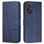 For OPPO A38 / A18 Stitching Calf Texture Buckle Leather Phone Case(Blue)