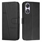 For OPPO A58 / A78 Stitching Calf Texture Buckle Leather Phone Case(Black)