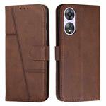 For OPPO A58 / A78 Stitching Calf Texture Buckle Leather Phone Case(Brown)
