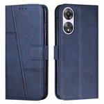 For OPPO A58 / A78 Stitching Calf Texture Buckle Leather Phone Case(Blue)