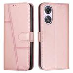 For OPPO A58 / A78 Stitching Calf Texture Buckle Leather Phone Case(Rose Gold)