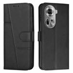 For OPPO Reno11 5G Global Stitching Calf Texture Buckle Leather Phone Case(Black)