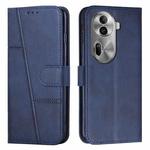 For OPPO Reno11 Pro Global Stitching Calf Texture Buckle Leather Phone Case(Blue)