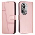 For OPPO Reno11 Pro Global Stitching Calf Texture Buckle Leather Phone Case(Rose Gold)