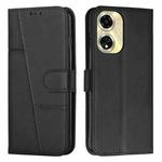 For OPPO A59 5G Stitching Calf Texture Buckle Leather Phone Case(Black)