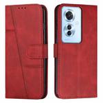 For OPPO Reno11 F Stitching Calf Texture Buckle Leather Phone Case(Red)