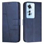 For OPPO Reno11 F Stitching Calf Texture Buckle Leather Phone Case(Blue)