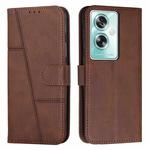 For OPPO A79 5G Stitching Calf Texture Buckle Leather Phone Case(Brown)