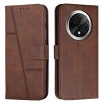 For OPPO A3 Pro Stitching Calf Texture Buckle Leather Phone Case(Brown)