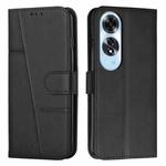 For OPPO A60 4G Stitching Calf Texture Buckle Leather Phone Case(Black)