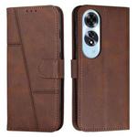 For OPPO A60 4G Stitching Calf Texture Buckle Leather Phone Case(Brown)