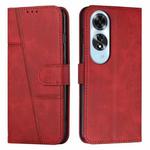 For OPPO A60 4G Stitching Calf Texture Buckle Leather Phone Case(Red)