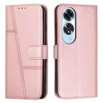 For OPPO A60 4G Stitching Calf Texture Buckle Leather Phone Case(Rose Gold)