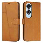 For OPPO A60 4G Stitching Calf Texture Buckle Leather Phone Case(Yellow)