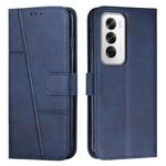 For OPPO Reno12 5G Global Stitching Calf Texture Buckle Leather Phone Case(Blue)