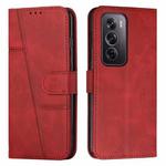 For OPPO Reno12 Pro Global Stitching Calf Texture Buckle Leather Phone Case(Red)