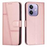 For OPPO A3x Stitching Calf Texture Buckle Leather Phone Case(Rose Gold)