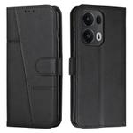 For OPPO Reno13 Pro 5G Global Stitching Calf Texture Buckle Leather Phone Case(Black)