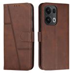 For OPPO Reno13 Pro 5G Global Stitching Calf Texture Buckle Leather Phone Case(Brown)