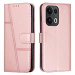 For OPPO Reno13 Pro 5G Global Stitching Calf Texture Buckle Leather Phone Case(Rose Gold)