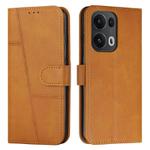 For OPPO Reno13 Pro 5G Global Stitching Calf Texture Buckle Leather Phone Case(Yellow)