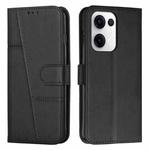 For OPPO Reno13 5G Global Stitching Calf Texture Buckle Leather Phone Case(Black)