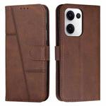 For OPPO Reno13 5G Global Stitching Calf Texture Buckle Leather Phone Case(Brown)