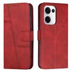 For OPPO Reno13 5G Global Stitching Calf Texture Buckle Leather Phone Case(Red)