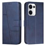 For OPPO Reno13 5G Global Stitching Calf Texture Buckle Leather Phone Case(Blue)