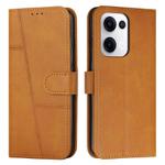 For OPPO Reno13 5G Global Stitching Calf Texture Buckle Leather Phone Case(Yellow)