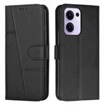 For OPPO Reno13 F 5G / 4G Stitching Calf Texture Buckle Leather Phone Case(Black)