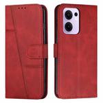 For OPPO Reno13 F 5G / 4G Stitching Calf Texture Buckle Leather Phone Case(Red)