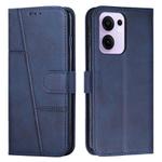 For OPPO Reno13 F 5G / 4G Stitching Calf Texture Buckle Leather Phone Case(Blue)
