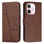 For OPPO A5 Pro 5G Global Stitching Calf Texture Buckle Leather Phone Case(Brown)