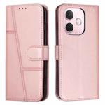For OPPO A5 Pro 5G Global Stitching Calf Texture Buckle Leather Phone Case(Rose Gold)