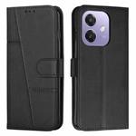 For OPPO A5x 5G Global Stitching Calf Texture Buckle Leather Phone Case(Black)